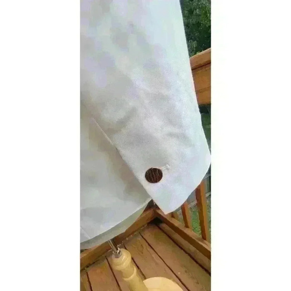 Zara Womens Oyster White Tailored Two Button Blazer Jacket XS Patch Pocket Gold - Picture 9 of 14